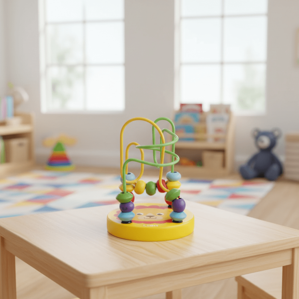 Tiny Trails Compact Wooden Bead Roller Coaster for Montessori Inspired Play