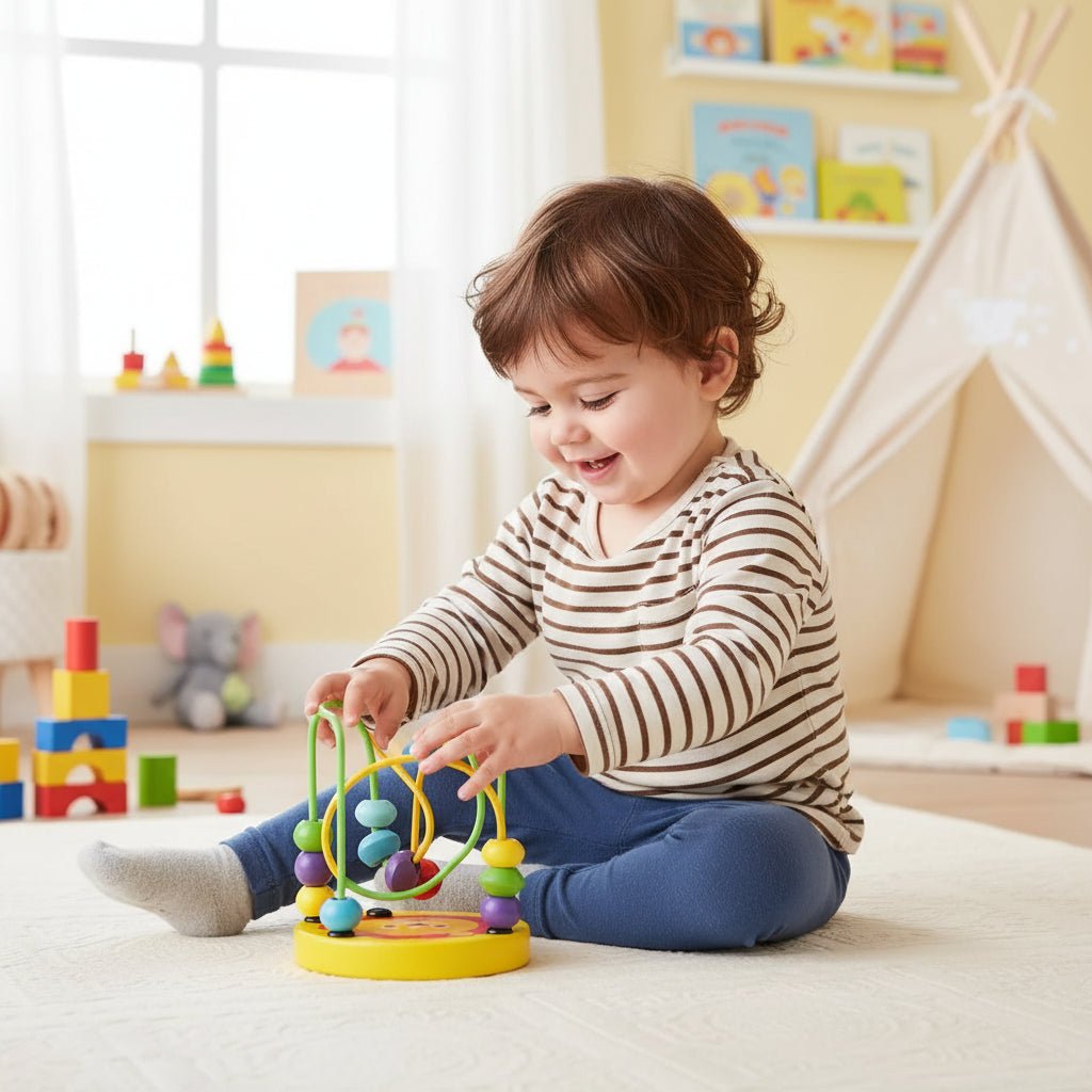 Tiny Trails Compact Wooden Bead Roller Coaster for Montessori Inspired Play