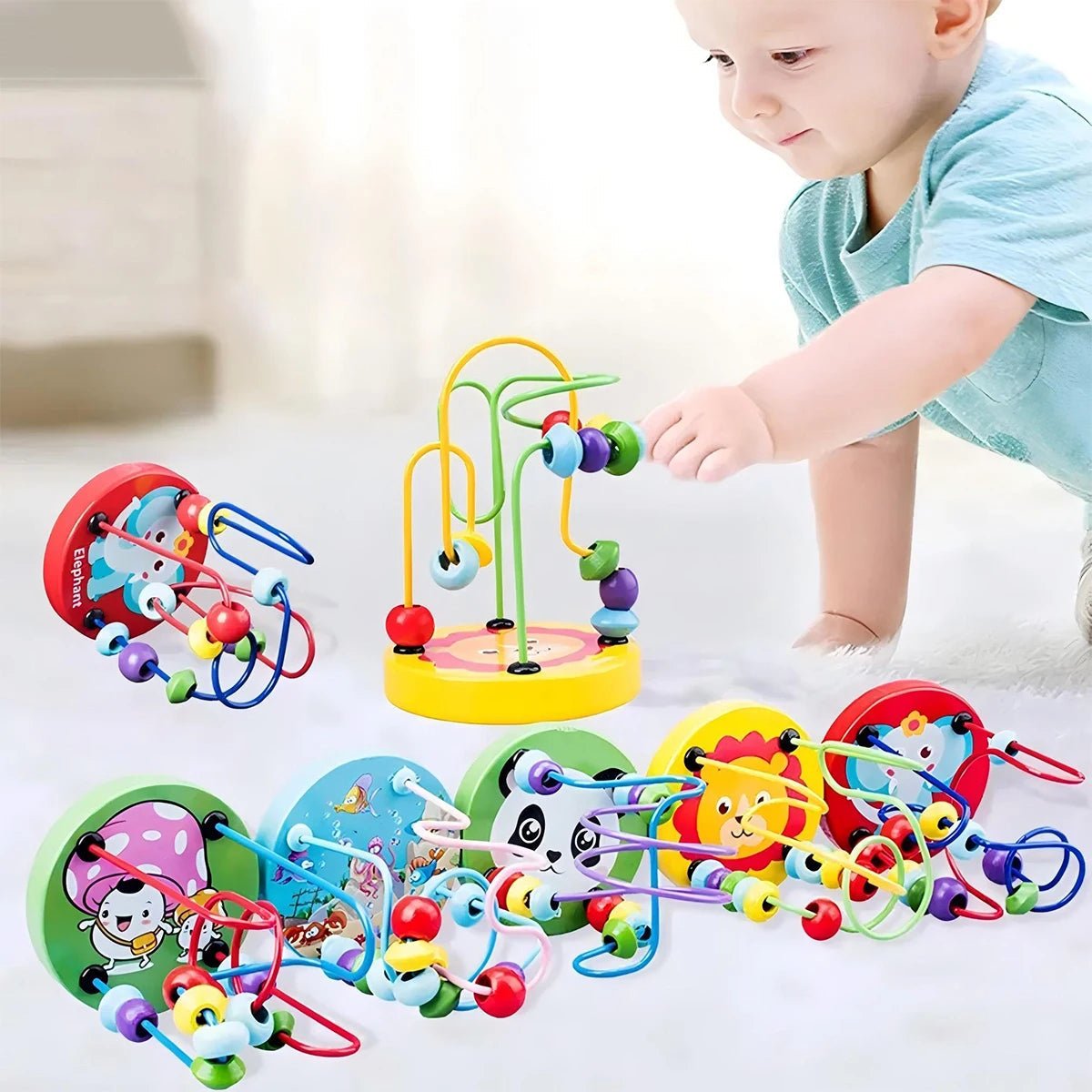 Tiny Trails Compact Wooden Bead Roller Coaster for Montessori Inspired Play