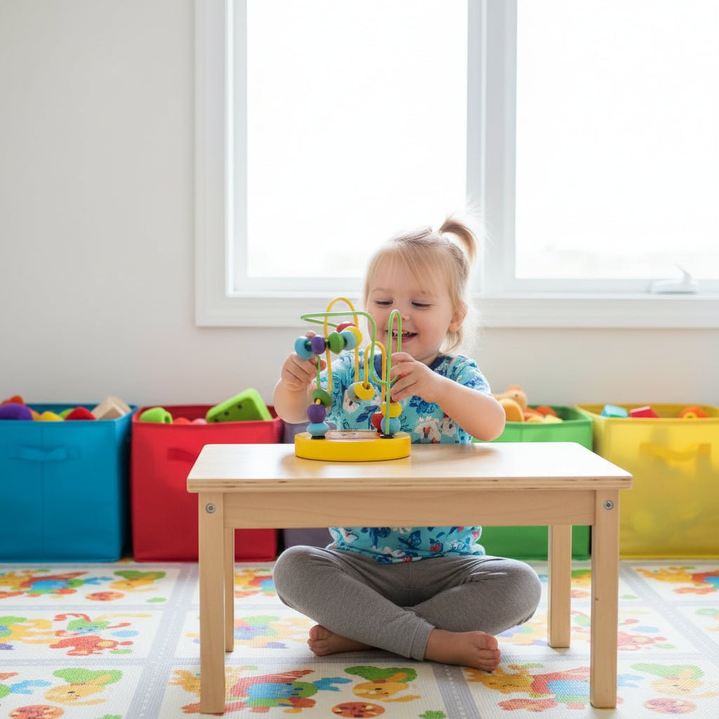 Tiny Trails Compact Wooden Bead Roller Coaster for Montessori Inspired Play