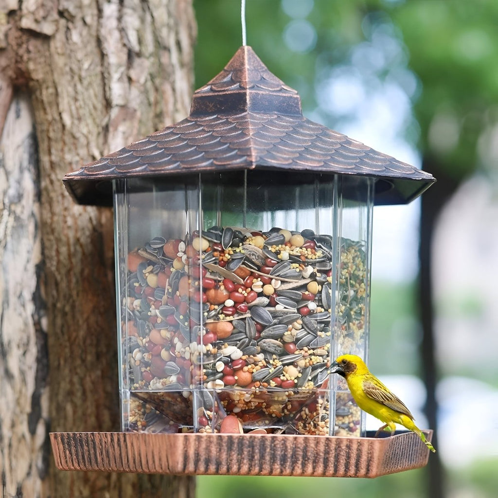 CopperGleam Bird Feeder Elegant Weatherproof Copper Look For Garden And Balcony Decor