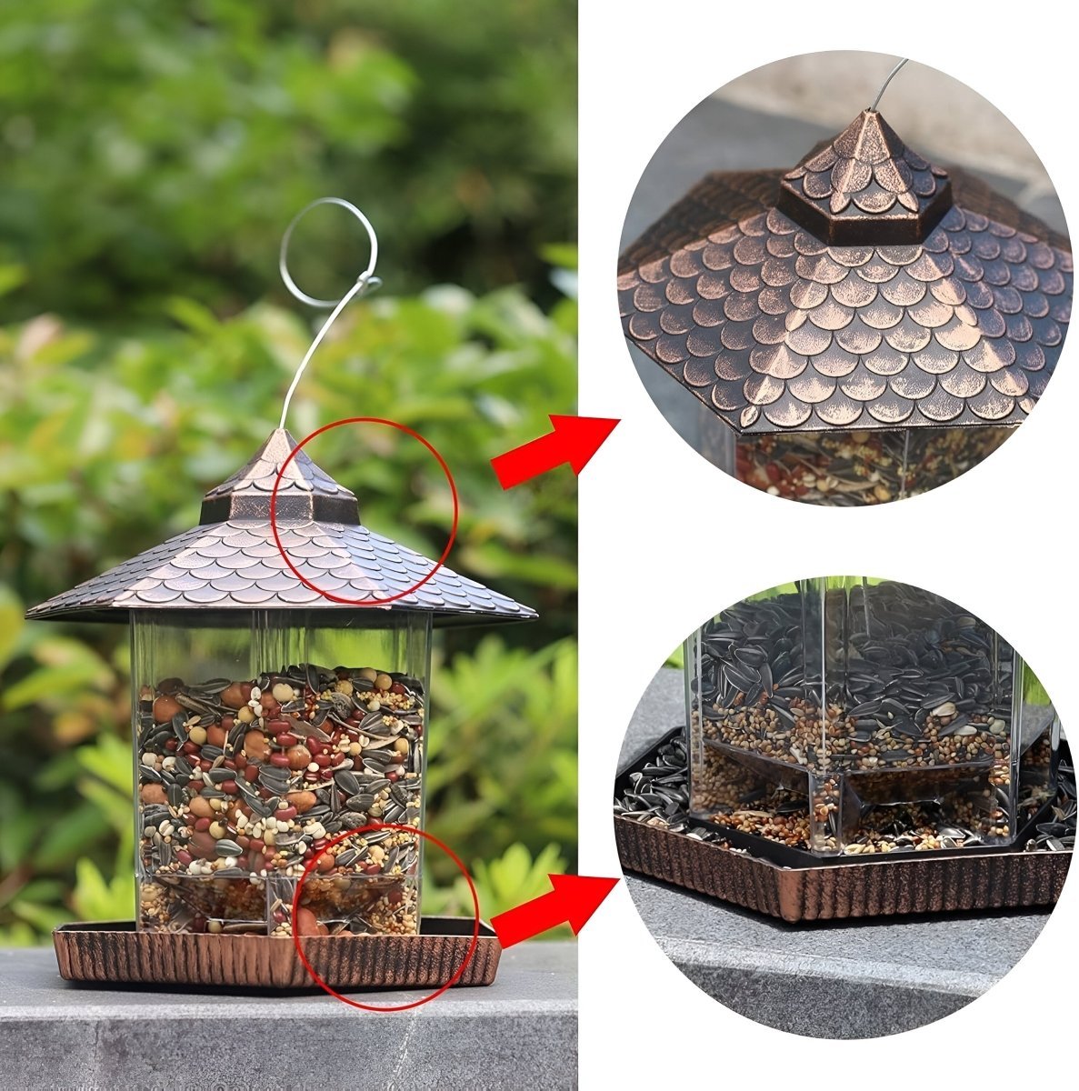 CopperGleam Bird Feeder Elegant Weatherproof Copper Look For Garden And Balcony Decor