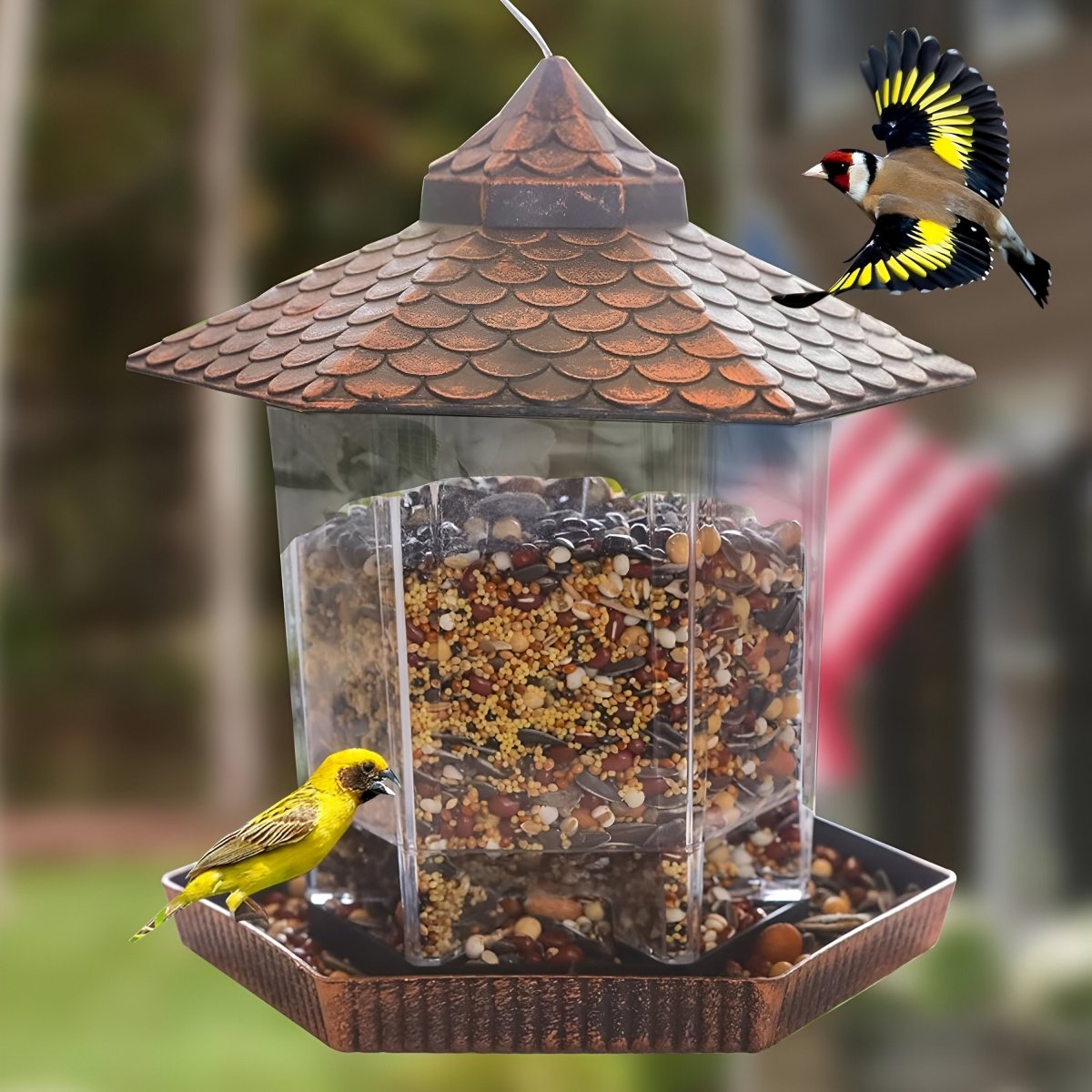 CopperGleam Bird Feeder Elegant Weatherproof Copper Look For Garden And Balcony Decor