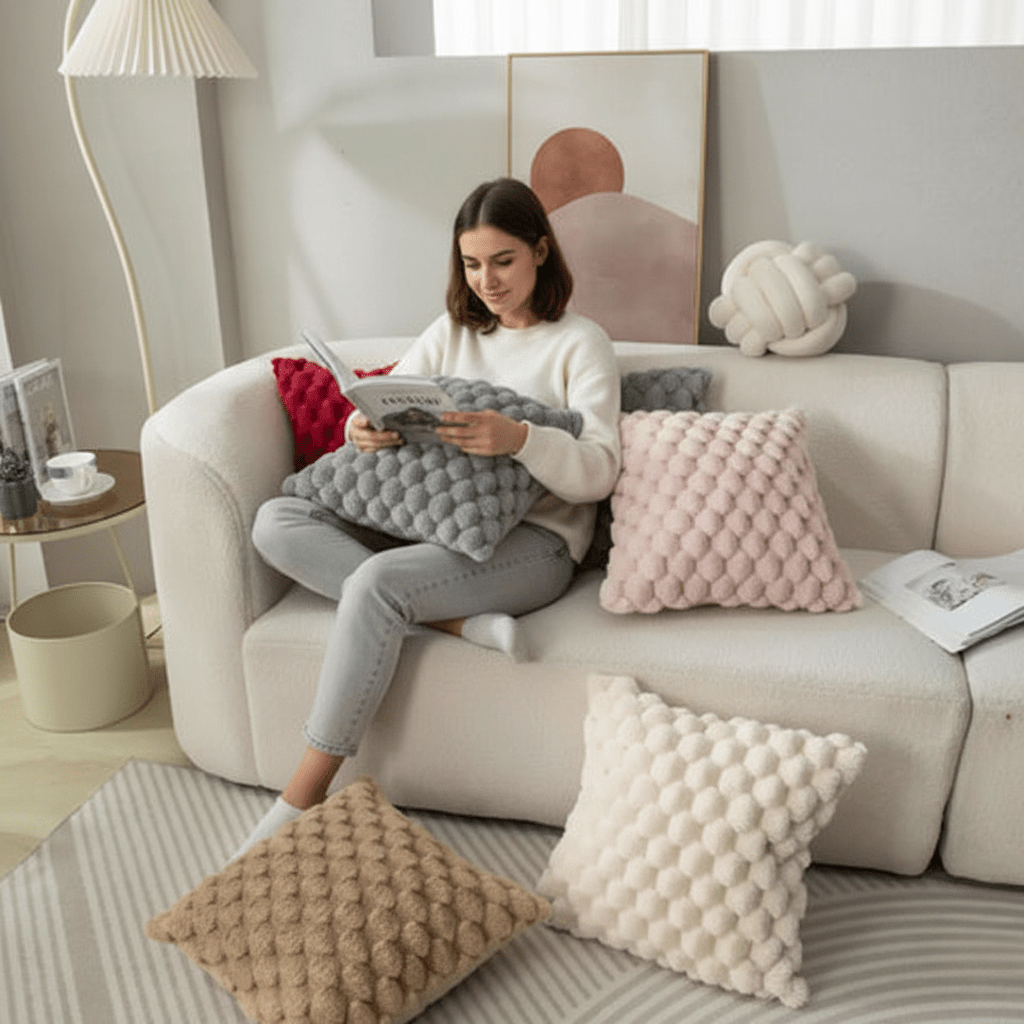 LunaCloud Marshmallow Kussensloop Met 3D Ontwerp Voor Knusse Slaapliefhebbers