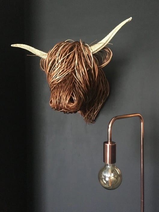 Arte de cabeza de vaca rústica PasturePiece para paredes y decoración del hogar