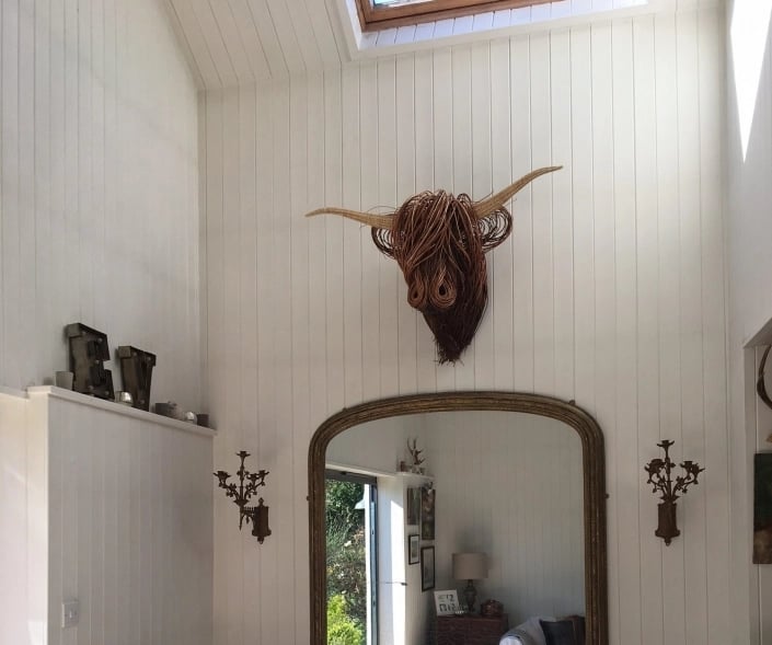 Arte de cabeza de vaca rústica PasturePiece para paredes y decoración del hogar