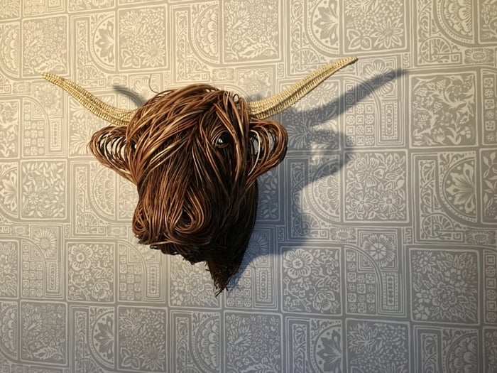Arte de cabeza de vaca rústica PasturePiece para paredes y decoración del hogar