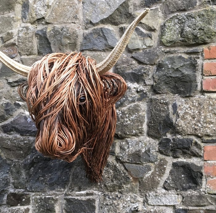 Arte de cabeza de vaca rústica PasturePiece para paredes y decoración del hogar