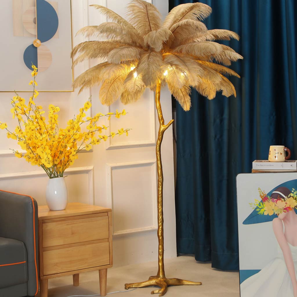 Elegant Ostrich Feather Modern Floor Lamp For Living Room Decor