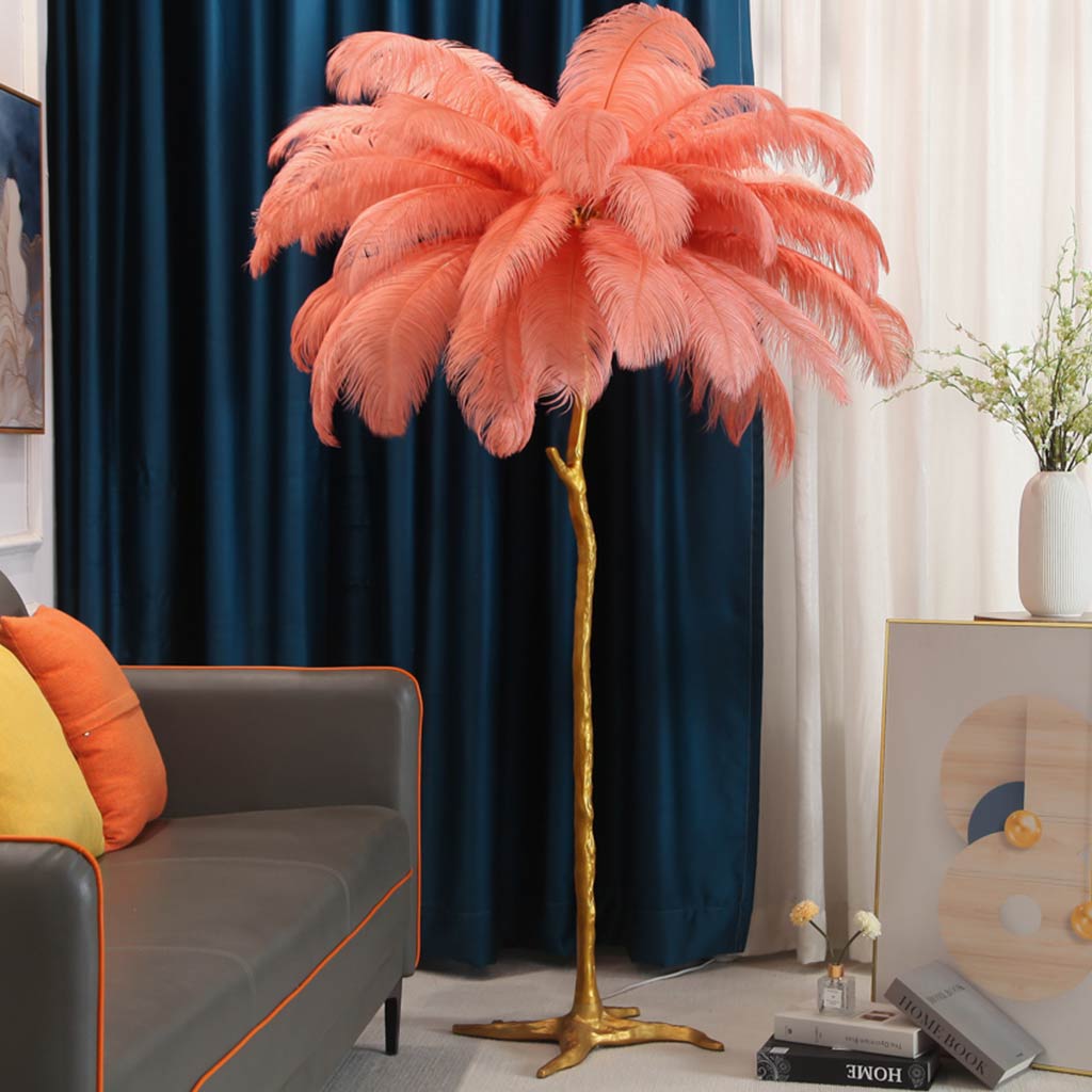 Elegant Ostrich Feather Modern Floor Lamp For Living Room Decor