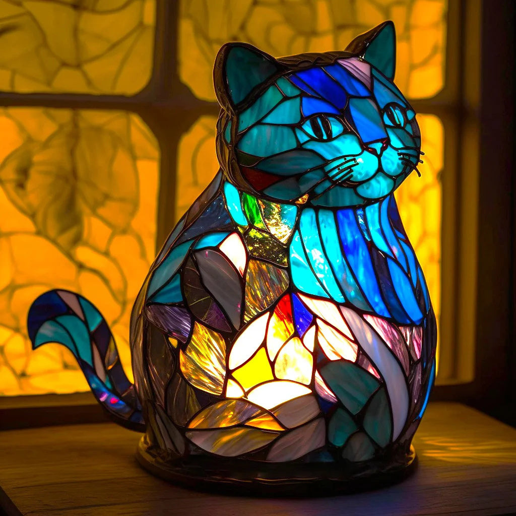 Stained Glass Animal Lamp Ornament For Home Decor And Shelf Display