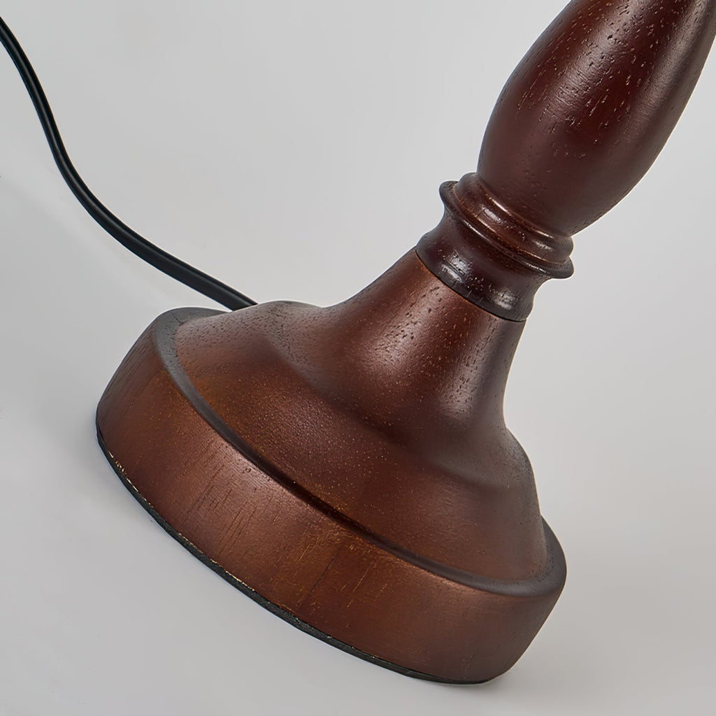 Lámpara de Escritorio con Base de Nogal y Pantalla de Tela Suave de OakHaven para Iluminación Ambiental Cálida