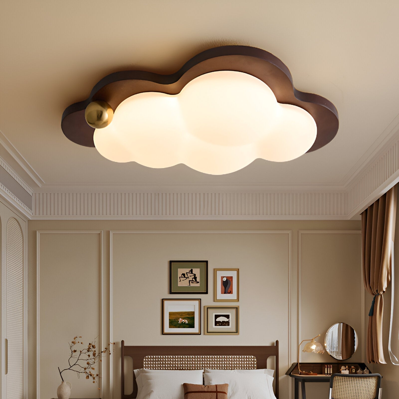 BrightNest Retro Ahşap LED Tavan Lambası Çocuk Odaları için