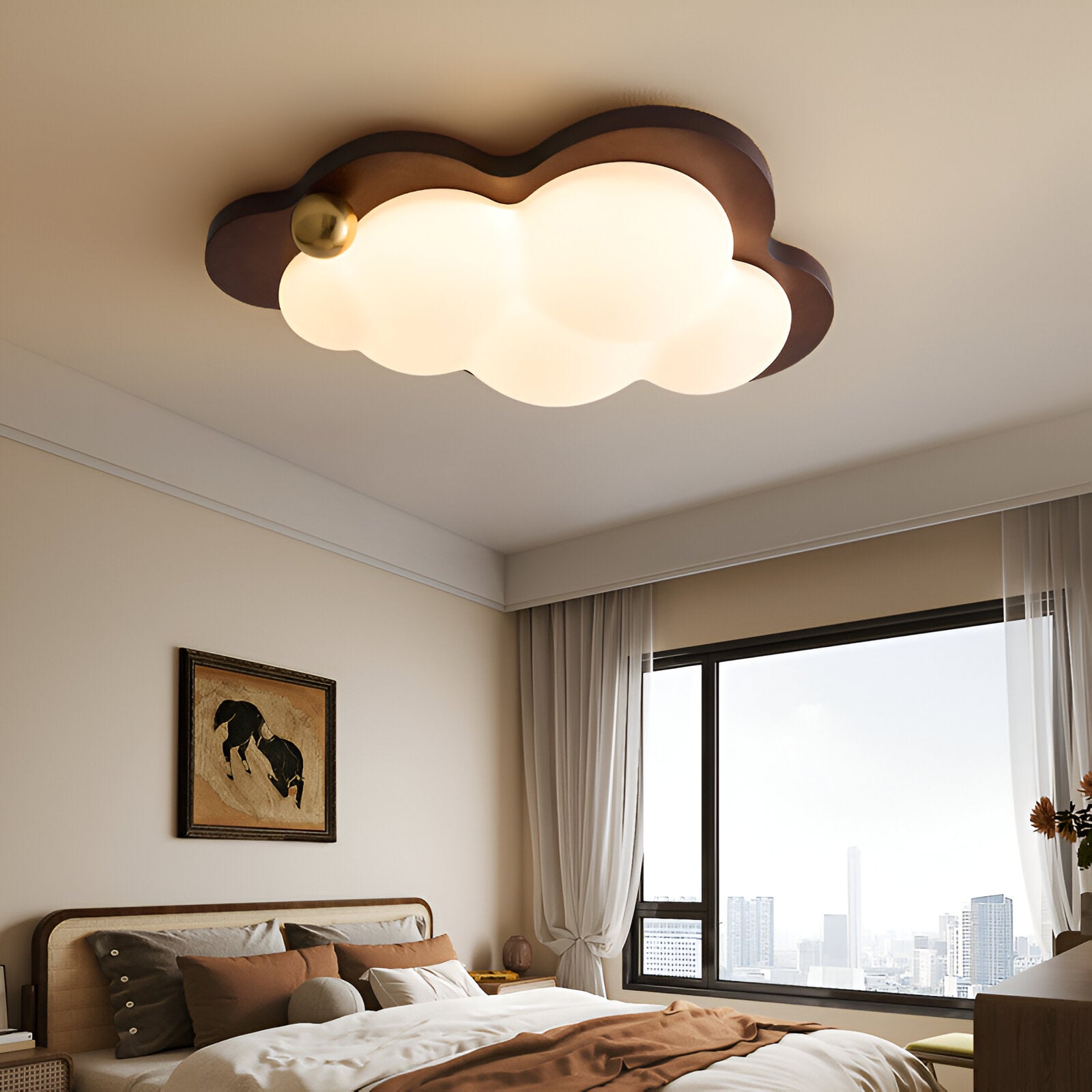 BrightNest Retro Ahşap LED Tavan Lambası Çocuk Odaları için