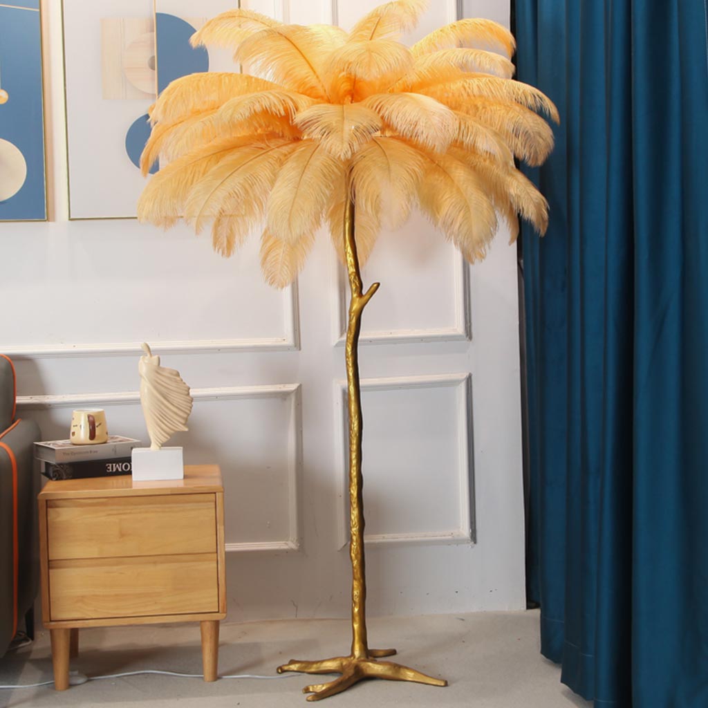 Elegant Ostrich Feather Modern Floor Lamp For Living Room Decor
