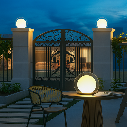 Lámpara Solar Exterior AstraGlow con Luz Ambiental Suave en Forma de Luna