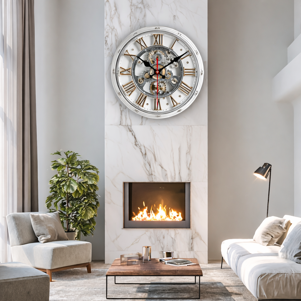 Gearwood Clock Vintage -mekaaninen seinäkello, 2D-hammaspyöräkuvio | Atiets