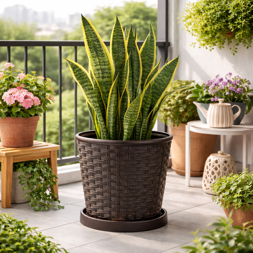 WeaveGrow Pot: Woven Style Planter For Elegant Indoor And Outdoor Decor