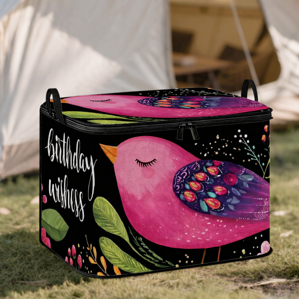 Cutie de depozitare pliabilă BirdBox cu capac sigur și design luminos cu pasăre