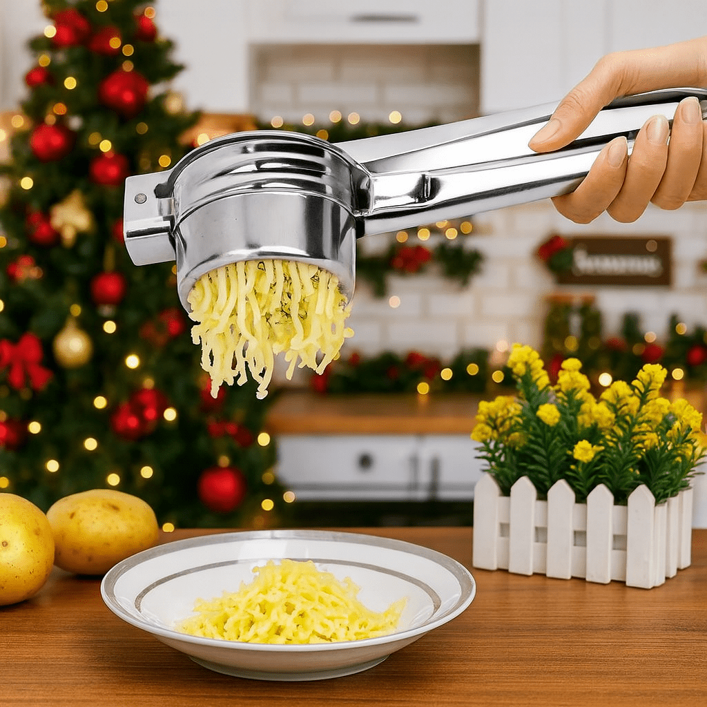 PureeCraft 3in1 ruostumattomasta teräksestä valmistettu perunapuristin kermaisille soseille kotikokeille