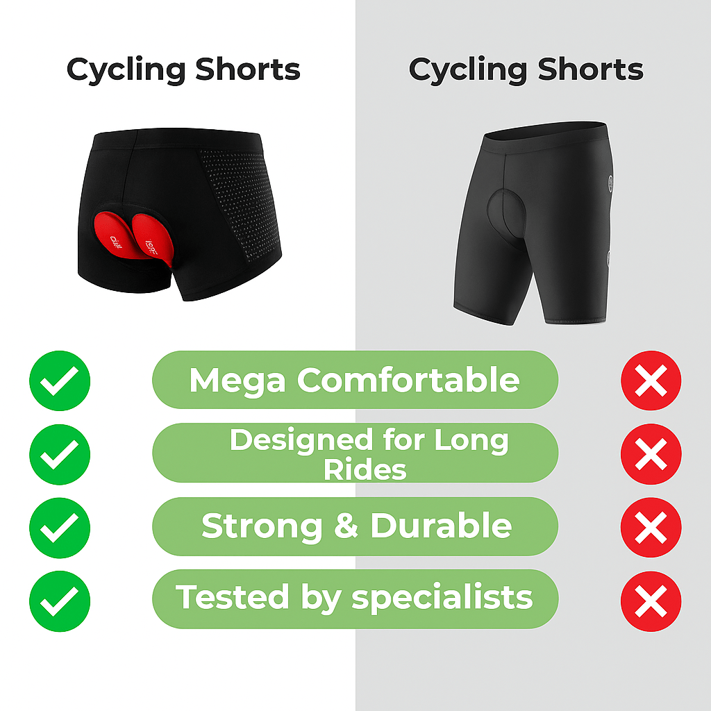 Pantalones Cortos de Ciclismo VeloGlide con Gel Acolchado para Paseos Sin Dolor Unisex