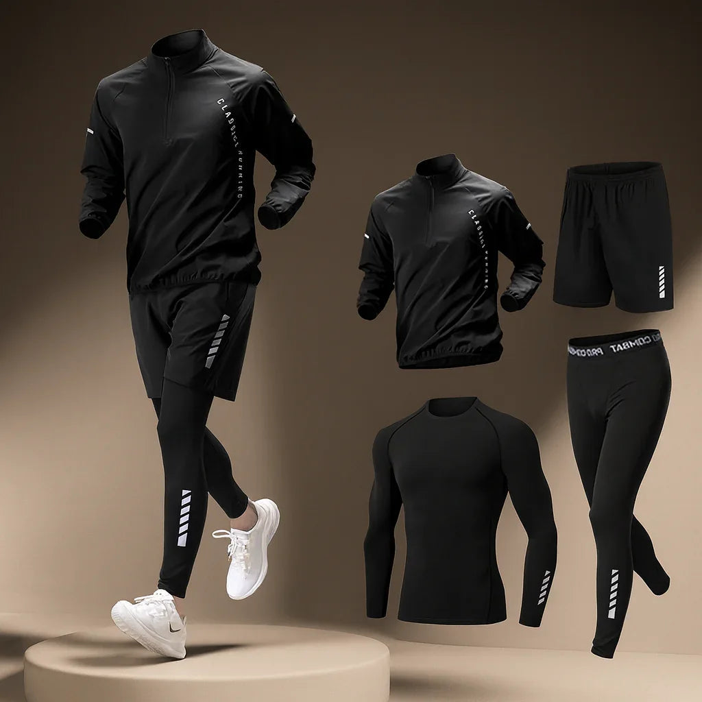 Set da allenamento flessibile da uomo: maglia e pantaloni per attività fisica e allenamenti