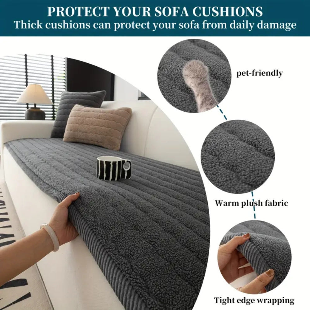 PlushGuard Dense Sofa Cover For Soft Scratch Protection