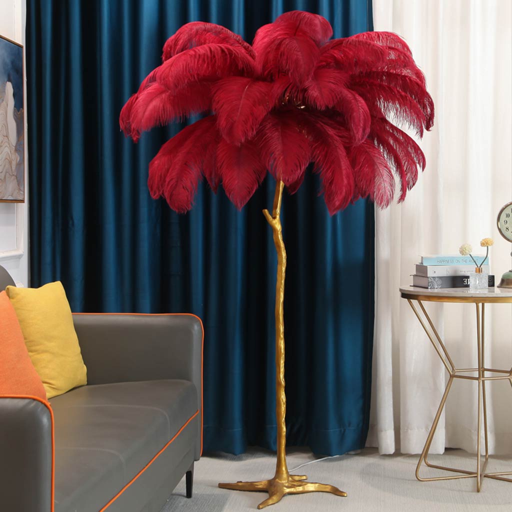 Elegant Ostrich Feather Modern Floor Lamp For Living Room Decor