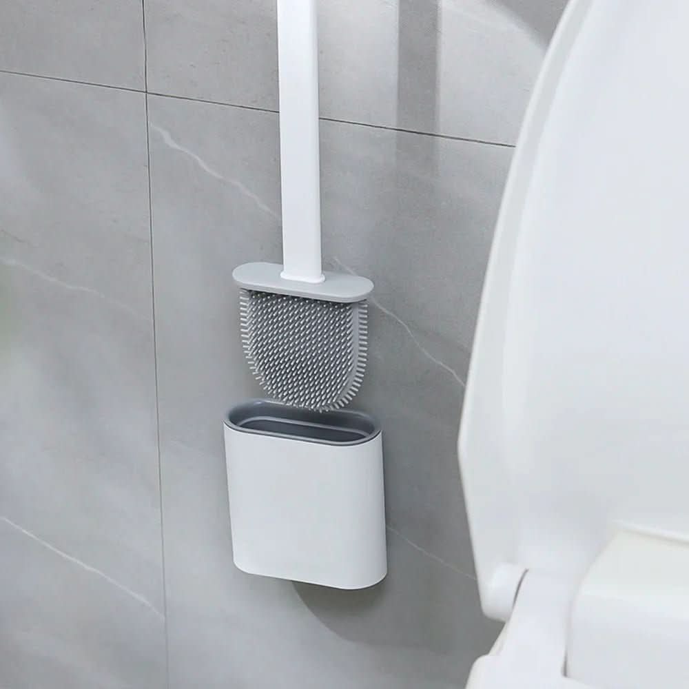 Cepillo de inodoro higiénico PureGuard de silicona con soporte de pared y cabeza flexible