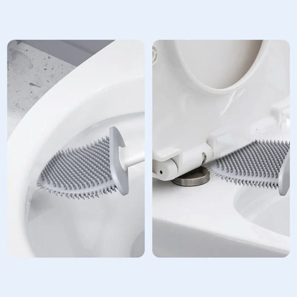 Cepillo de inodoro higiénico PureGuard de silicona con soporte de pared y cabeza flexible