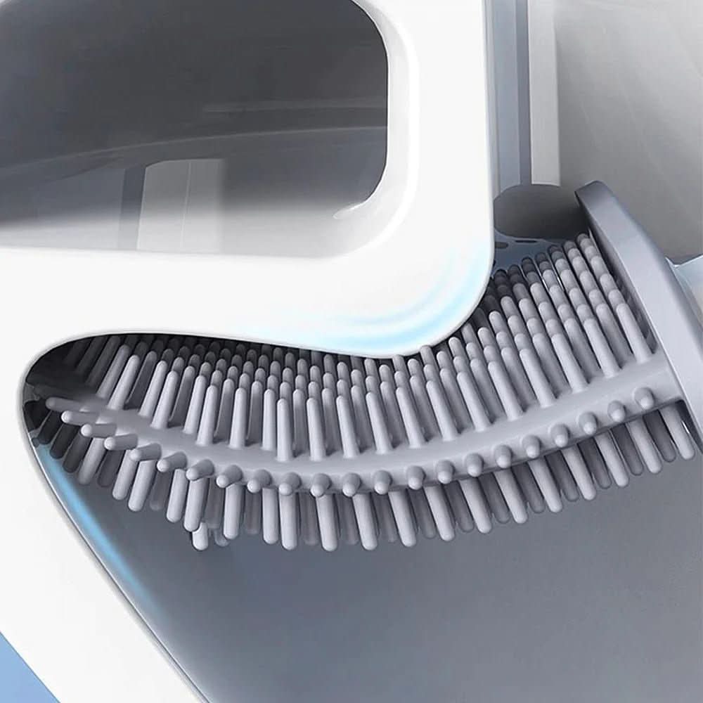 Cepillo de inodoro higiénico PureGuard de silicona con soporte de pared y cabeza flexible