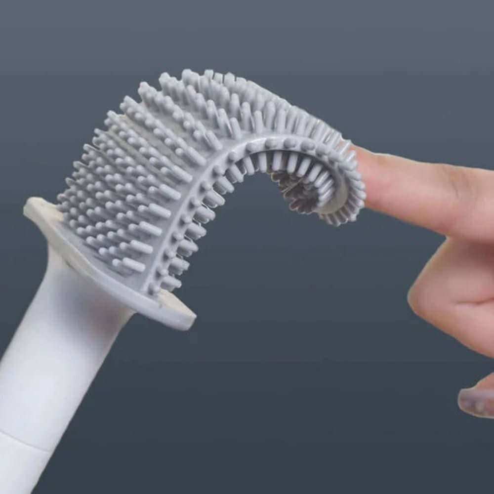 Cepillo de inodoro higiénico PureGuard de silicona con soporte de pared y cabeza flexible
