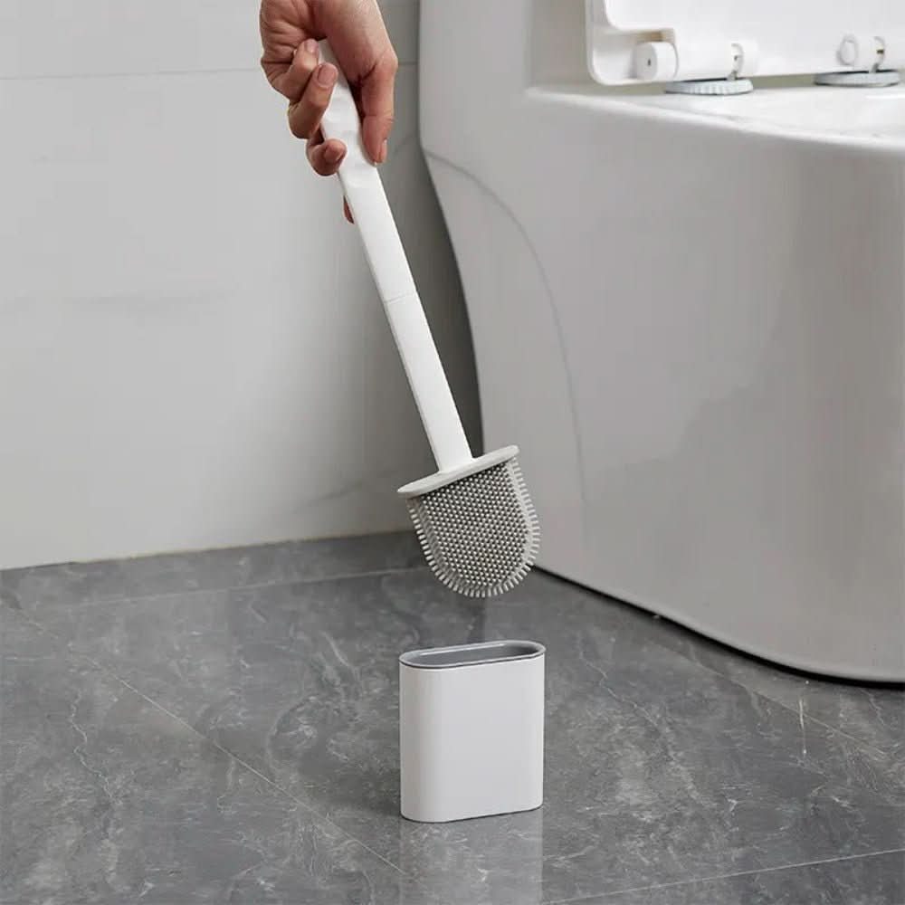 Cepillo de inodoro higiénico PureGuard de silicona con soporte de pared y cabeza flexible
