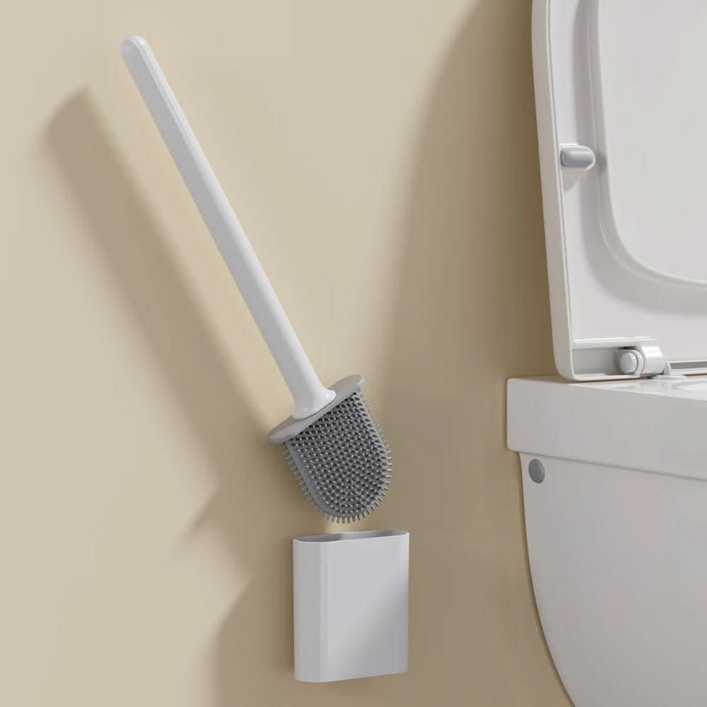 Cepillo de inodoro higiénico PureGuard de silicona con soporte de pared y cabeza flexible