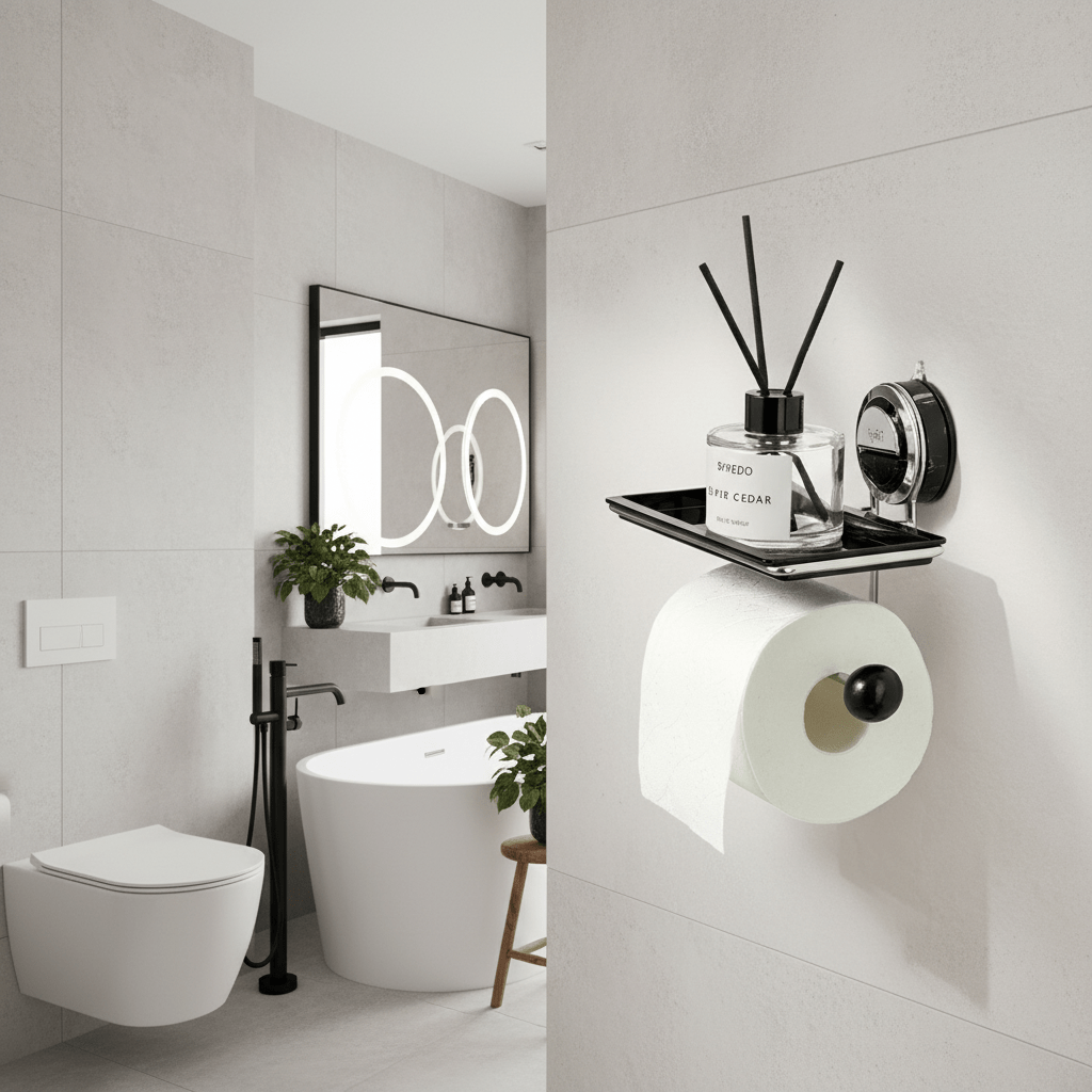 Rollfix No-Drill Stainless Steel Toilet Paper Dispenser With Strong Suction