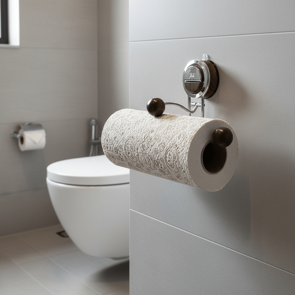 Rollfix No-Drill Stainless Steel Toilet Paper Dispenser With Strong Suction