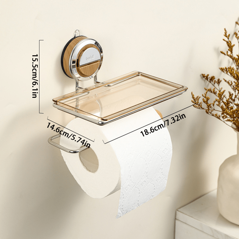 Rollfix No-Drill Stainless Steel Toilet Paper Dispenser With Strong Suction