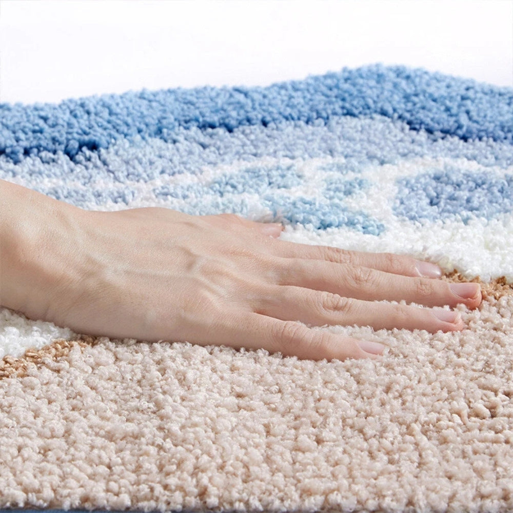 Oceanstep Non-Slip Coastal Bath Mat With Seaside Footprint Design