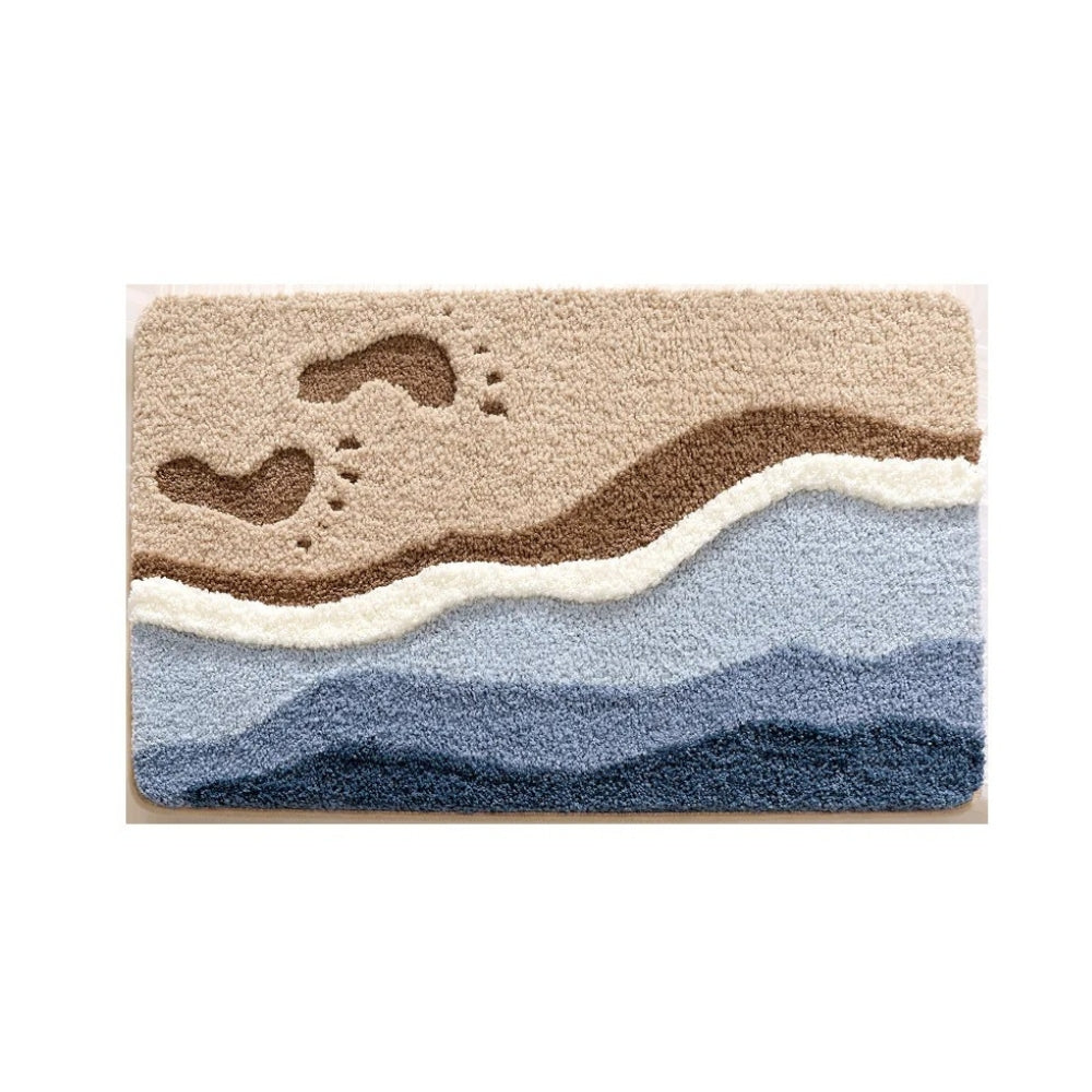 Oceanstep Non-Slip Coastal Bath Mat With Seaside Footprint Design
