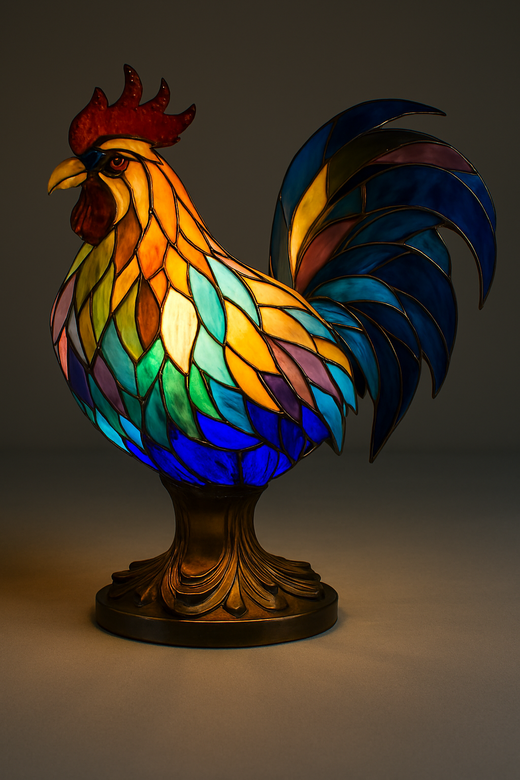Stained Glass Animal Lamp Ornament For Home Decor And Shelf Display