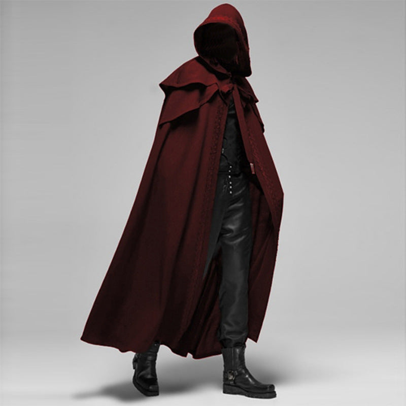 Nightfall Velvet Cape, Unisex Full-Length Gothic Cloak In Cotton-Poly Blend