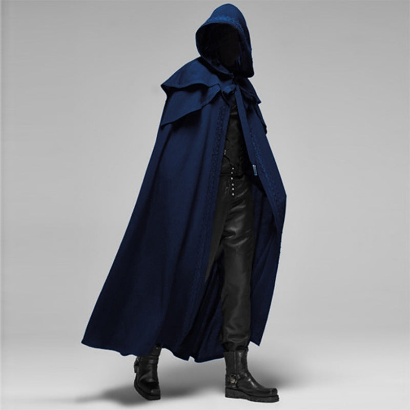 Nightfall Velvet Cape, Unisex Full-Length Gothic Cloak In Cotton-Poly Blend