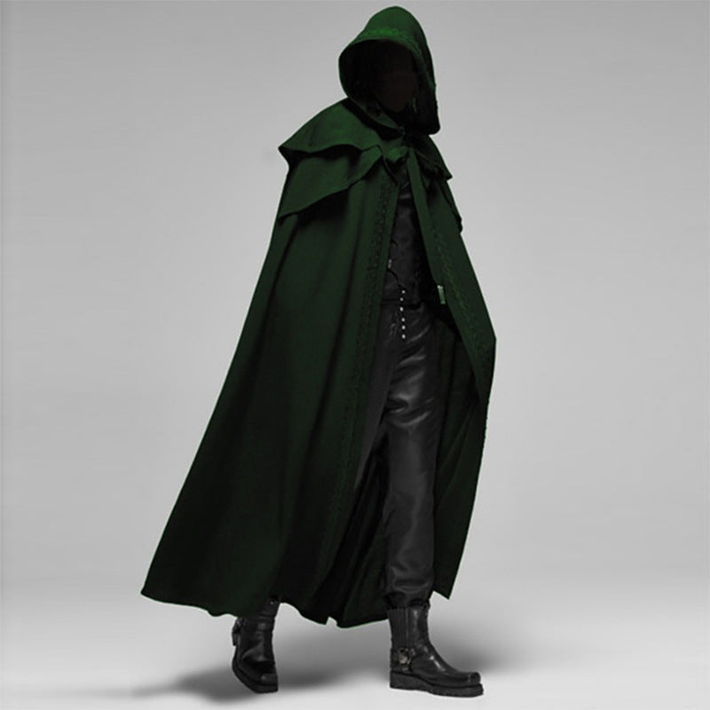 Nightfall Velvet Cape, Unisex Full-Length Gothic Cloak In Cotton-Poly Blend