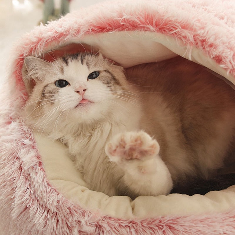 Pawlounge Cozy Cat Shelter Featuring Plush Cushion For Warm Comfort