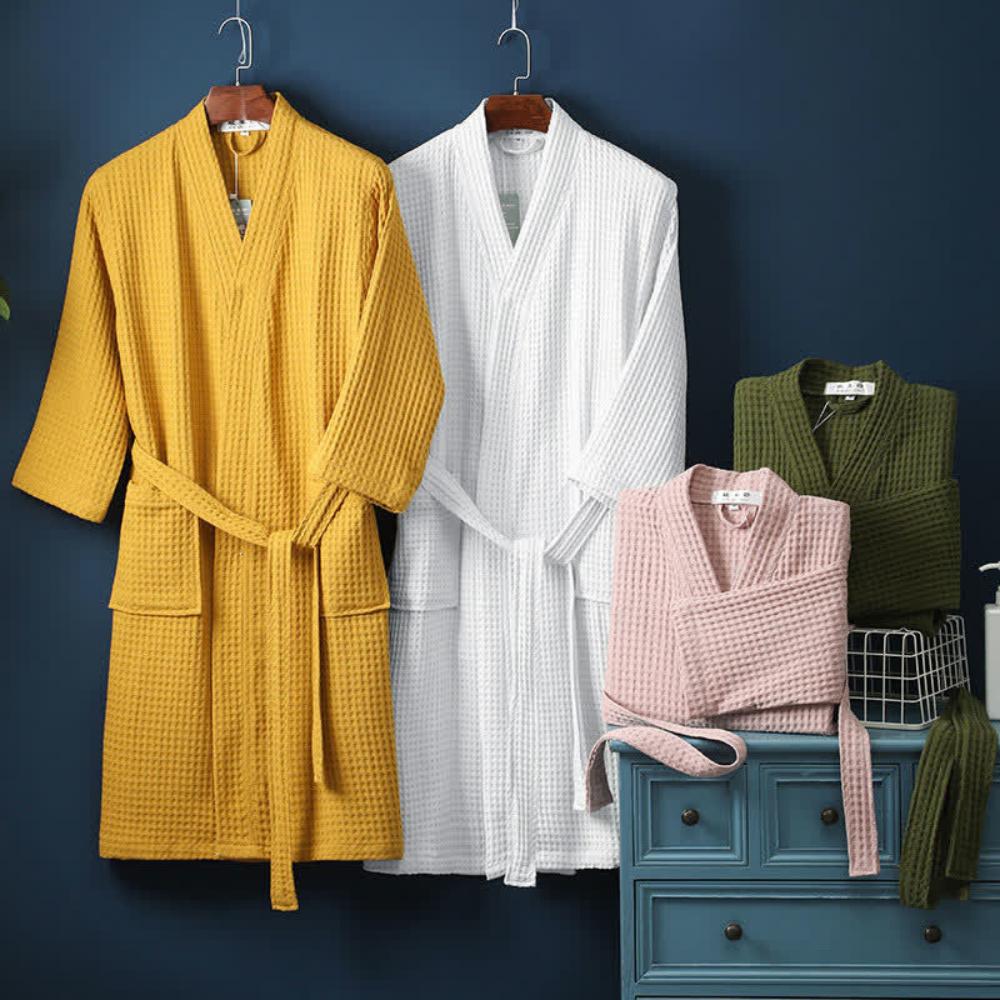 Peignoir spa en coton gaufré pour homme Vistara Living avec ceinture ajustable et poches