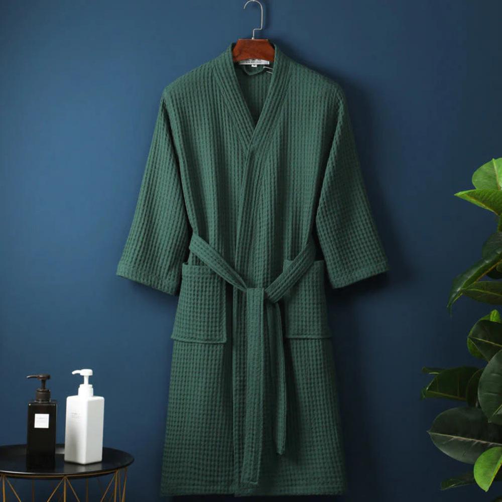 Peignoir spa en coton gaufré pour homme Vistara Living avec ceinture ajustable et poches