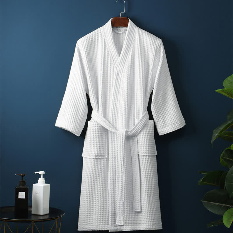 Peignoir spa en coton gaufré pour homme Vistara Living avec ceinture ajustable et poches