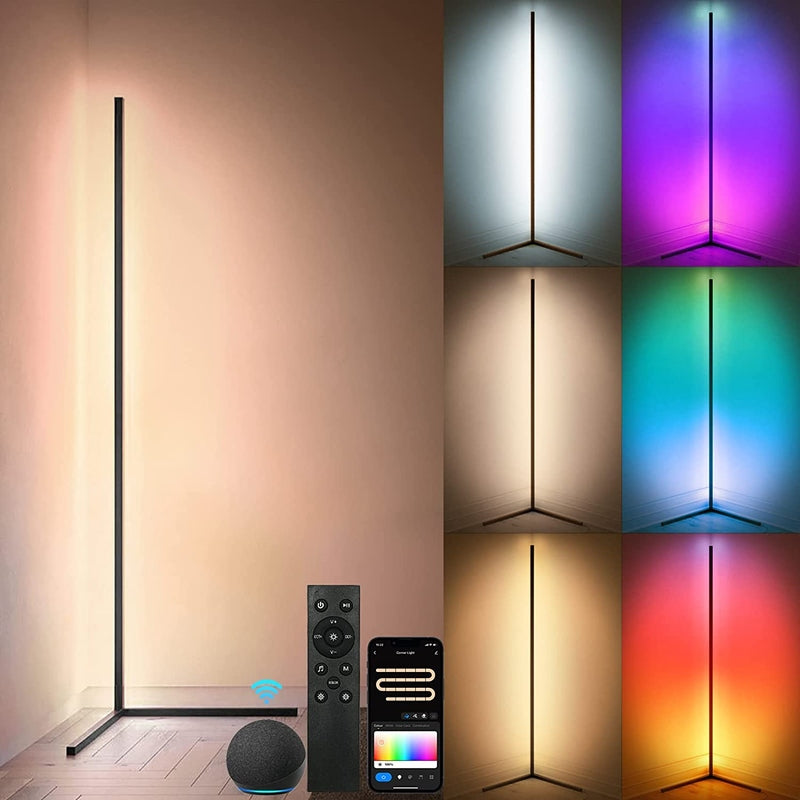 LuminaLux Smart Justerbar Gulvlampe Med App- og Styring via Stemmekommandoer til Stemning
