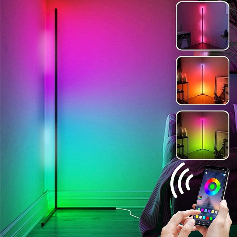 LuminaLux Smart Justerbar Gulvlampe Med App- og Styring via Stemmekommandoer til Stemning