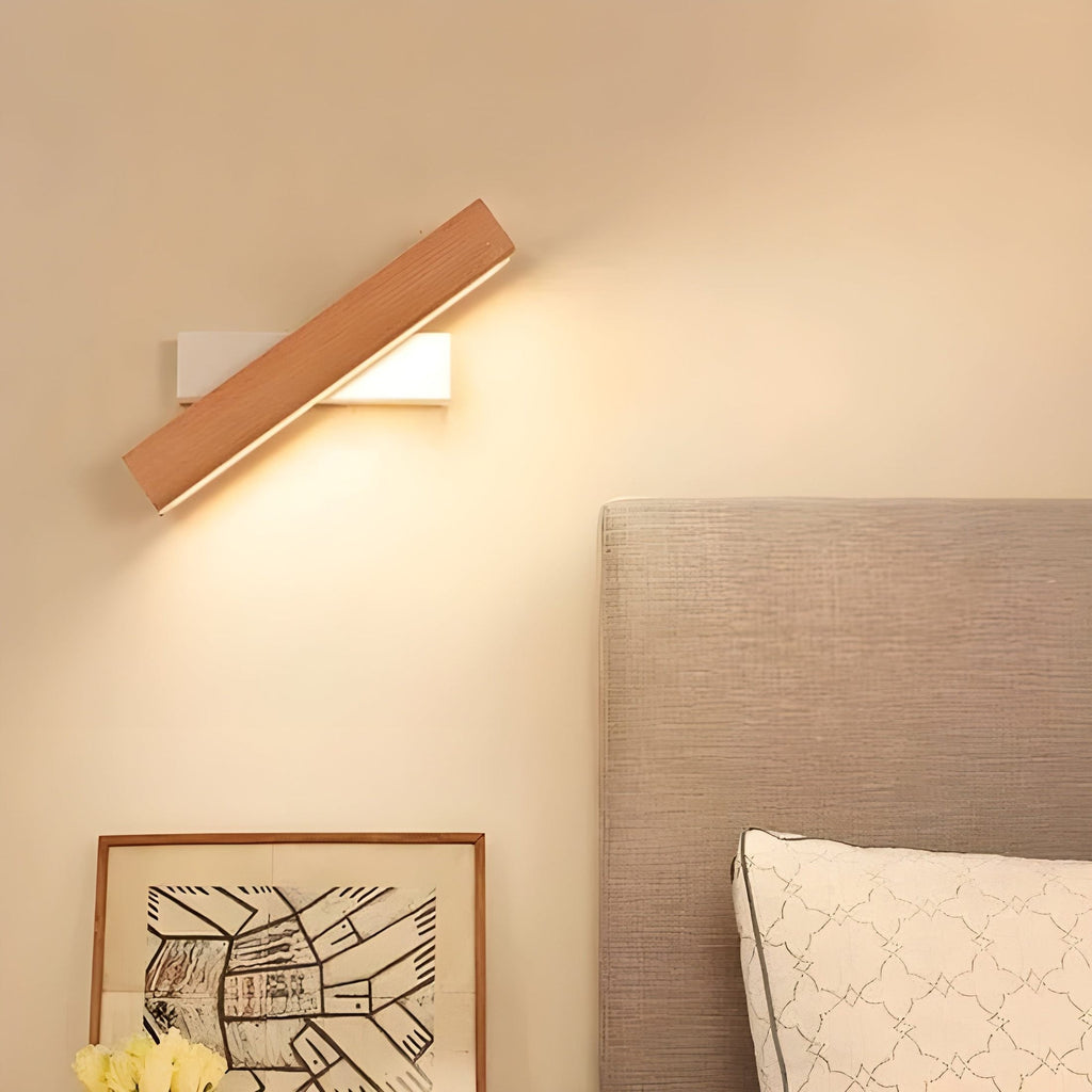 Nova Skandinavisk Varm LED Vägglampa i Trä med Naturliga Trädetaljer